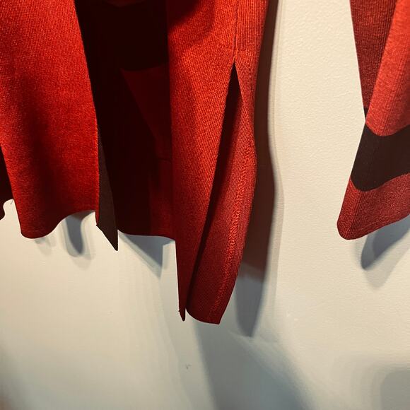 Exclusively Misook VTG Cardigan Jacket Knit Burgundy Red Black Pockets Office M - Picture 3 of 8